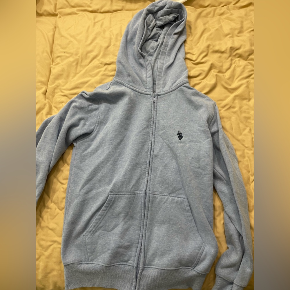 Blue polo zip up hoodie